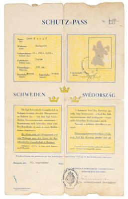 Lot #118 Raoul Wallenberg Signed Schutz-Pass Document - Image 1