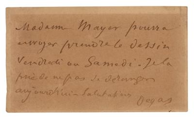 Lot #327 Edgar Degas Autograph Letter Signed - Image 1