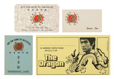 Lot #558 Bruce Lee and Jun Fan Gung Fu Institute (4) Business and Membership Cards - Image 1