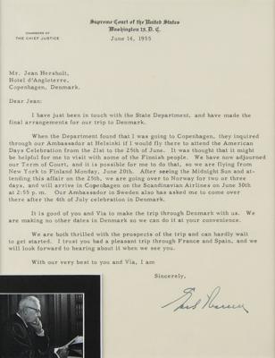 Lot #224 Earl Warren Typed Letter Signed to Jean Hersholt - Image 1