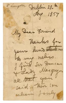 Lot #130 David Livingstone Autograph Letter Signed on Religion - Image 1