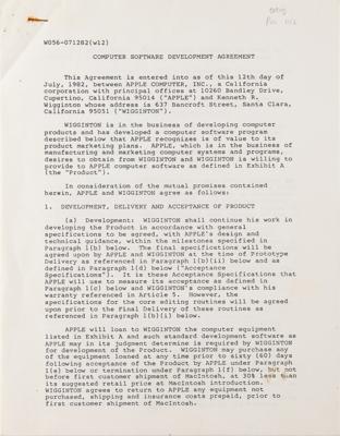 Lot #5004 Steve Jobs Signed 1982 Apple Contract for Macintosh Word Processor - Image 2