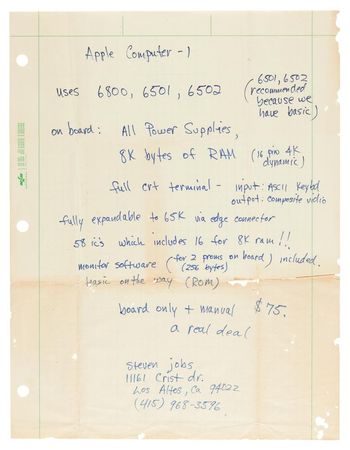 Lot #5002 Steve Jobs Handwritten Advertisement Draft for the Apple-1 Computer with Rare 'Byte Shop' Polaroids Taken and Annotated by Jobs - Image 1
