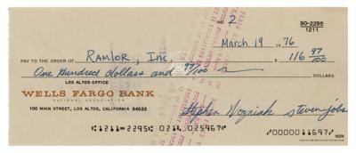 Lot #5001 Steve Jobs and Steve Wozniak Signed 1976 Apple Computer Check No. 2 to PCB Maker - Image 1