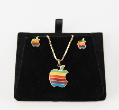 Lot #5039 Apple 'Rainbow' Logo Prototype Necklace and Earrings - Image 1