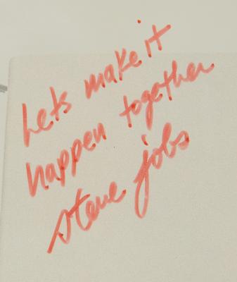 Lot #5006 Steve Jobs Signed 'Macintosh Office' Poster - ?Let?s make it happen together, steve jobs