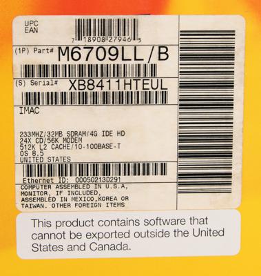 Lot #5028 Del Yocam's 'Bondi Blue' iMac G3 Computer - Image 9