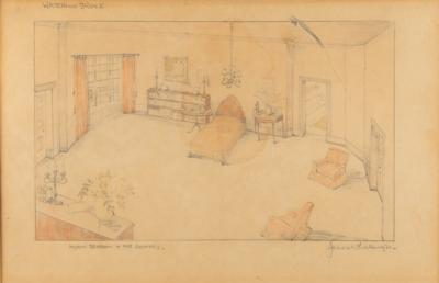 Lot #682 James Whale Signed Set Design Sketch - Image 1