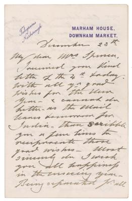 Lot #195 King Edward VII Writes About Princess's Wedding Anniversary - Image 1