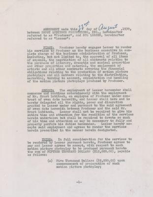 Lot #817 Ernst Lubitsch Document Signed - Image 2