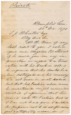 Lot #241 Jefferson Davis Autograph Letter Signed on His Desperate Financial Plight - Image 1