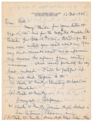 Lot #264 Chester Nimitz Autograph Letter Signed - Image 1