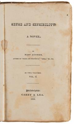 Lot #359 Jane Austen: Sense and Sensibility, Vol. II (First American Edition) - Image 1