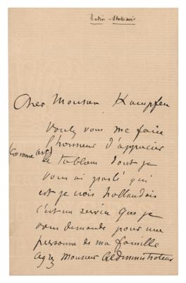 Lot #321 Auguste Rodin Autograph Letter Signed to Louvre Manager - Image 1