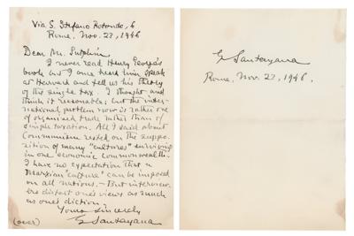 Lot #479 George Santayana (2) Items - ALS and Signature - Image 1