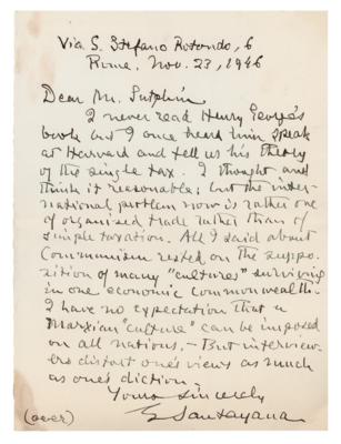 Lot #479 George Santayana (2) Items - ALS and Signature - Image 2