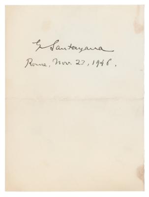 Lot #479 George Santayana (2) Items - ALS and Signature - Image 3