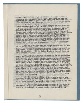 Lot #467 Dorothy Parker, Alan Campbell, and David O. Selznick Signed Contract for A Star Is Born - Image 5