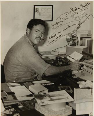 Lot #382 Ernest Hemingway Signed Photograph (1937) - Image 1
