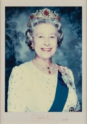 Lot #132 Queen Elizabeth II Signed Oversized Photograph - Image 1