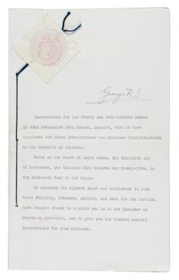 Lot #202 King George V Document Signed - Image 1