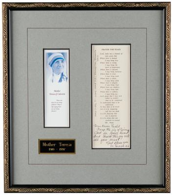 Lot #137 Mother Teresa Signed Prayer Slip - Image 1