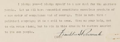 Lot #40 Franklin D. Roosevelt Signed Presidential Nomination Acceptance Speech (1932): 