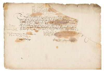 Lot #131 Queen Elizabeth I Letter Signed (1592) - Image 1