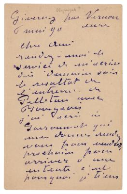 Lot #317 Claude Monet Autograph Letter Signed - Image 1