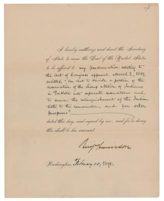 Lot #32 President Benjamin Harrison Approves the