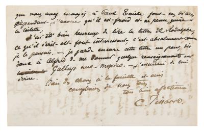 Lot #318 Camille Pissarro Autograph Letter Signed on Impressionist Art with Sketches - Image 4