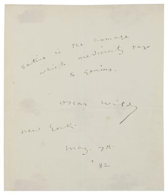 Lot #406 Oscar Wilde Autograph Quotation Signed: 