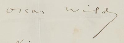 Lot #406 Oscar Wilde Autograph Quotation Signed: 