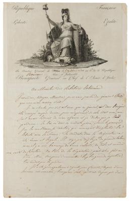 Lot #249 Napoleon Letter Signed Granting Forgiveness to a Double-Agent Spy in the French Republic: 