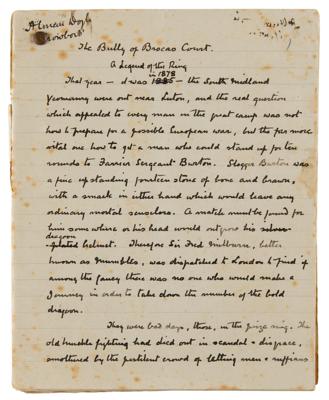 Lot #376 Arthur Conan Doyle Twice-Signed Autograph Manuscript for 