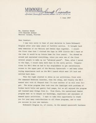 Lot #454 Guenter Wendt: John Yardley Typed Letter Signed - Image 1
