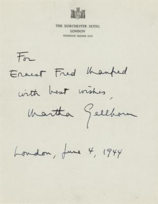 Lot #553 Martha Gellhorn Signature (Two Days Before D-Day) - Image 1