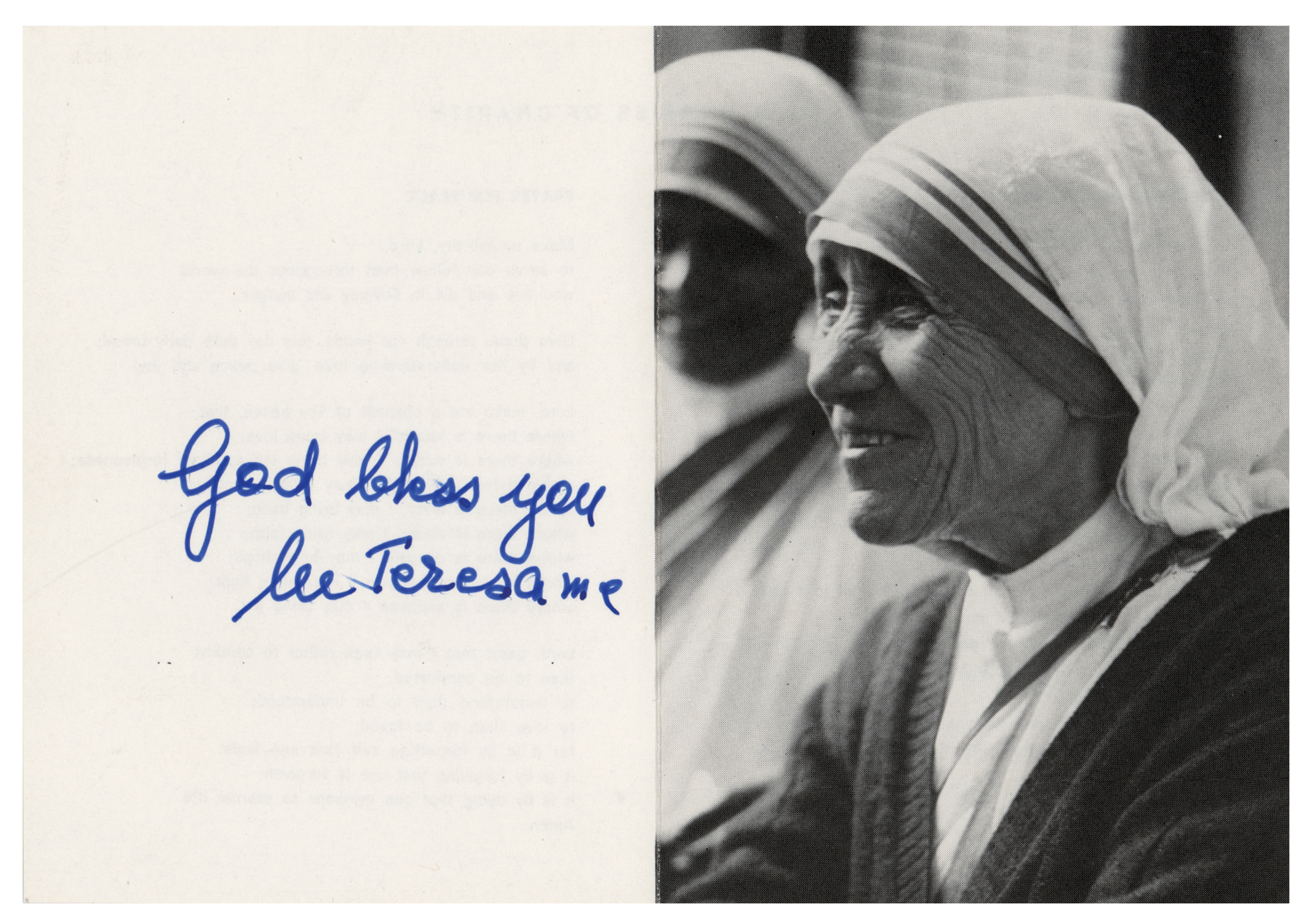Lot #246 Mother Teresa Signed Prayer Booklet - Image 1