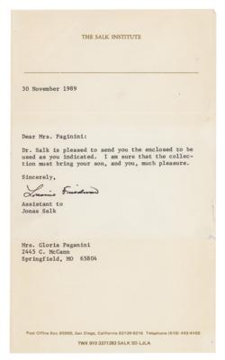 Lot #280 Jonas Salk Signature - Image 2