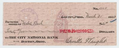 Lot #373 Orville Wright Signed Check - Image 1