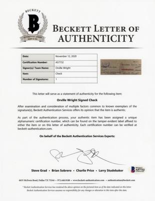 Lot #373 Orville Wright Signed Check - Image 2