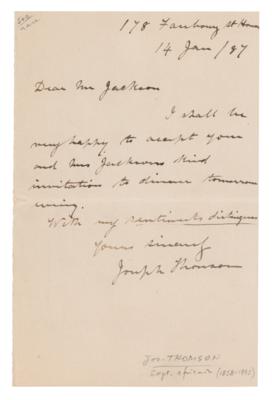 Lot #297 Joseph Thomson Autograph Letter Signed - Image 1