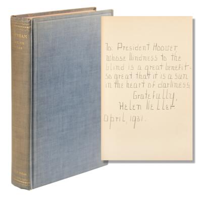 Lot #140 Helen Keller Signed Book to President Hebert Hoover: 