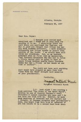 Lot #535 Margaret Mitchell Typed Letter Signed on 'Negro Dialect' in Gone With the Wind - Image 1