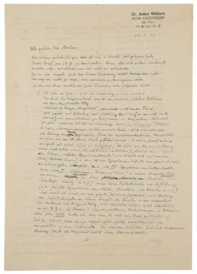 Lot #588 Anton von Webern Content-Rich Autograph Letter Signed, Offering a Detailed History of His Musical Career and His Association with Arnold Schoenberg - Image 1