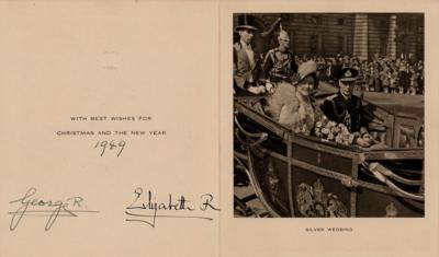 Lot #234 King George VI and Elizabeth, Queen Mother Signed Christmas Card (1949) - Image 1