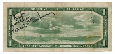 Lot #596 Beatles: Paul McCartney Signed Canadian Dollar Bill - Obtained in Kansas City (1964) - Image 1