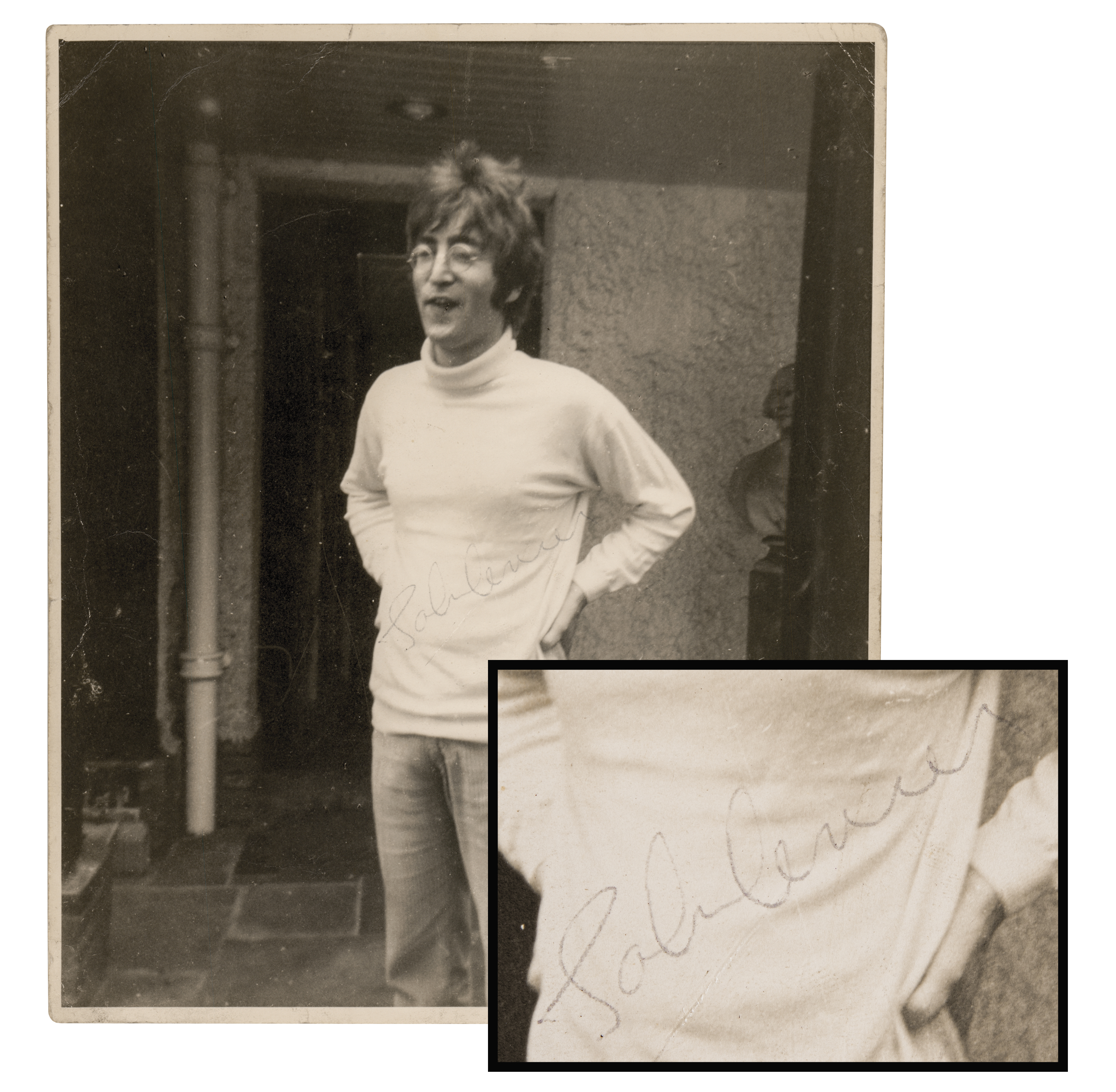 Lot #594 Beatles: John Lennon Signed Candid