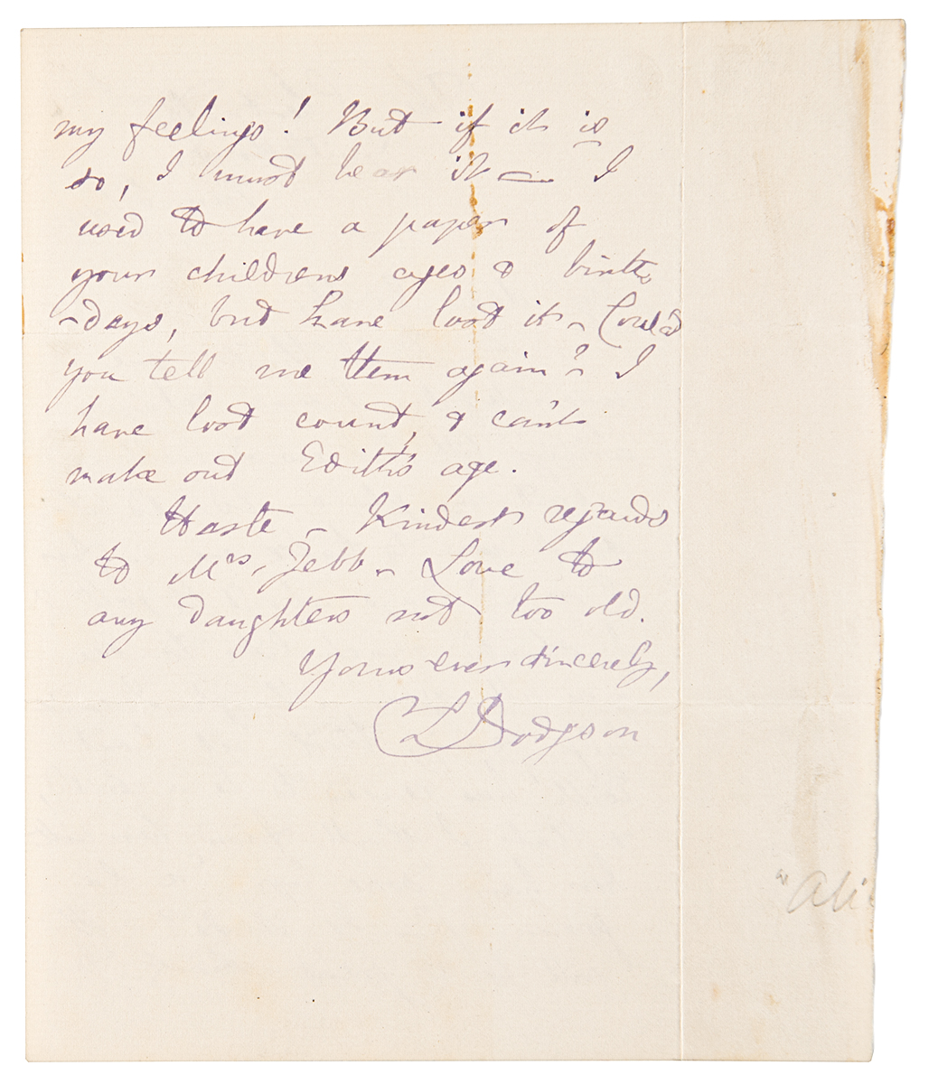 Lot #519 Charles L. Dodgson Autograph Letter Signed: 