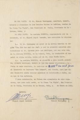 Lot #523 Ernest Hemingway Document Signed for 'Old Man and the Sea' Translation - Image 1